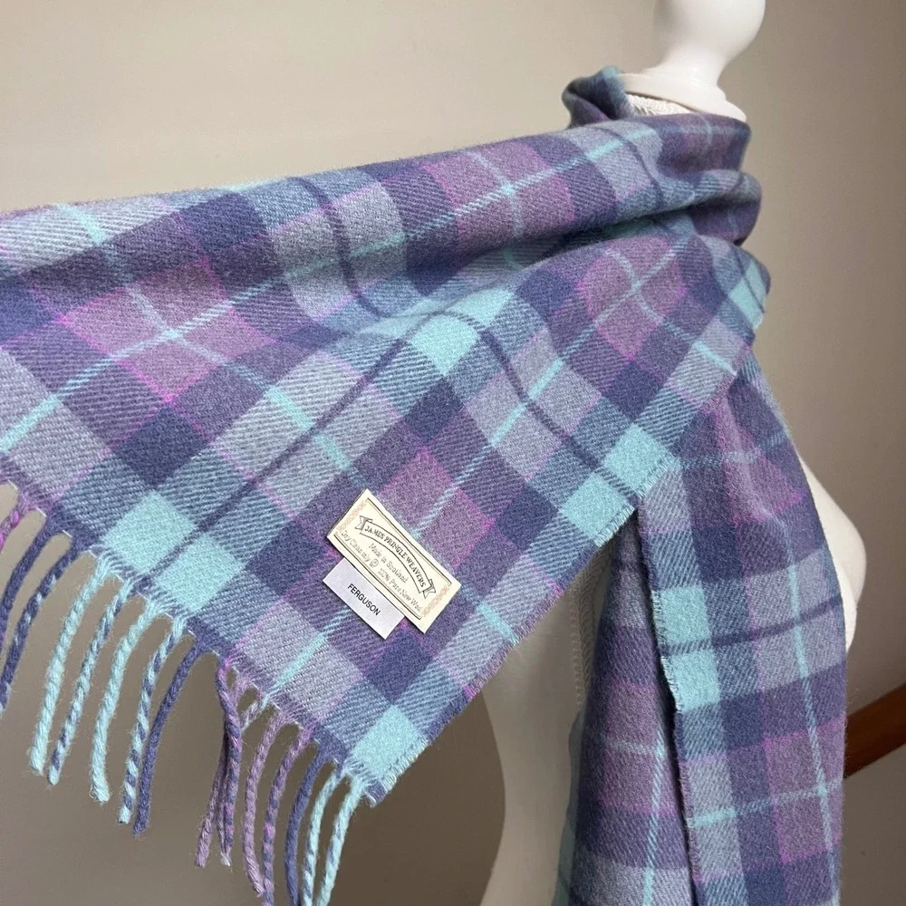 Vintage Plaid Wool Neck Scarf James Pringle Weavers Tartan Made In Scotland‎